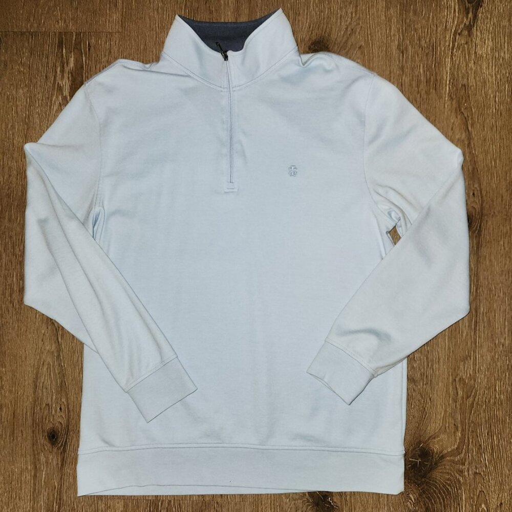 NWOT MENS BLUE IZOD PULL-OVER SWEATSHIRT W/ HIGH COLLAR & 1/4LENGTH ZIP SIZE L